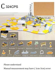 可变换电动火车玩具套装，铁路工程车玩具套装，不含电池 - 彩色 - 查看 12