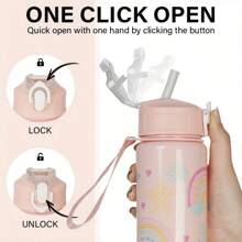 1pc, 750ml/23OZ Plastic Water Bottle With Straw & Rope, Portable, Multiple Designs, Suitable For Outdoor Sports, Cycling, Travel, Camping, Holiday Gifts, Etc.