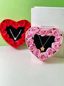 1 Stück Ins Stil Rose Blume Neuer Stern Halskette Geschenkbox, Material Rosenblume, Geschenkbox Material Papier, kann mit verschiedenem Schmuck kombiniert werden, Ins Stil, leicht luxuriös, hochwertig, die Halskette Geschenkbox ist geeignet für Heimdekoration, Hochzeitsgeschenke, Hochzeitsjahrestags-Geschenke, Freundin-Geschenke, Muttertags-Geschenke, Weihnachtsgeschenke, Party-Geschenke.