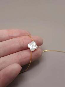 1 件镀银四叶草项链，配白色珍珠母，时尚简约优雅女士项链 - 項鍊 - 查看 2