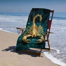 Telo da spiaggia con stampa di scorpione - asciugatura rapida, super assorbente in microfibra, morbido e leggero, adatto per nuoto, campeggio, viaggi, feste in piscina, lavabile in lavatrice, design moderno, verde scuro con motivo geometrico dorato, telo da campeggio | telo moderno | telo in microfibra