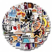 Juego de 55 pegatinas temáticas de "Hamilton" - Calcomanías reutilizables y autoadhesivas con referencias históricas y de cultura pop para portátiles, botellas de agua, monopatines, teléfonos - PVC duradero, multicolor, formas irregulares