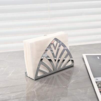1 Golden Or Silver Oval Or Triangular Tabletop Napkin Holder Suitable For Home, Bar And Restaurant Use.