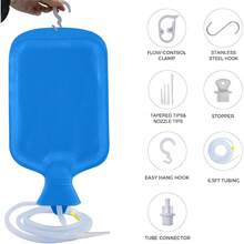 Nuevo juego de enema de 2 L, kit de enema para el hogar con manguera de silicona de 2 m, 7 puntas de enema, flujo de agua controlable, botella de agua caliente de 2 cuartos de galón para enemas de limpieza del colon - Azul - Ver 2