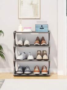 1 pieza Estantería plegable de 4 niveles multiuso organizadora, estantería de zapatos a prueba de polvo, de fácil montaje para dormitorio y hogar
