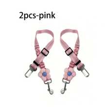 1pc/2pcs Adjustable Patterned Pet Car Safety Leash, Reflective Elastic Animal Travel Security Strap, Hand-Washable Polyester Vehicle Safety Belt Suitable For Cats And Dogs
