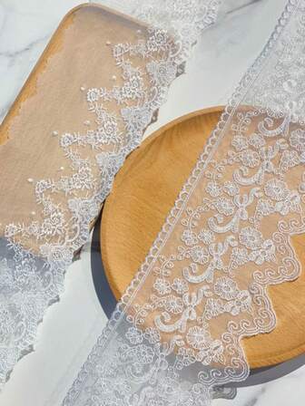 1 件欧式网眼蕾丝刺绣花卉装饰缝纫工艺面料，DIY 服装，婚纱装饰