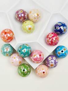10 件 16 毫米彩色花朵印花珠，花卉图案珠子，用于 DIY 珠宝制作和装饰，可用于耳环、项链、手链、手机链、钥匙链、包包挂饰 - 花朵印花珠 - 查看 3