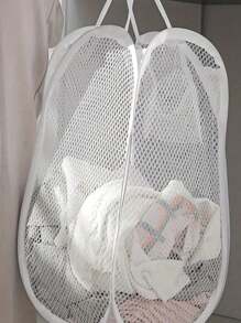 1 Foldable Mesh Laundry Basket, Breathable Dirty Clothes Storage Container, Toy And Miscellaneous Organizer Laundry Basket, Laundry Basket Bathroom Organizer, Basket, Storage Basket, Foldable Laundry Basin