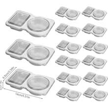 5/10/20 Pcs Double Compartment Condiment Container With Lid Double Compartment Snack Containers Double Compartment Snack Containers For To-Go Sauce, Sampling, Travel Snack (Transparent)