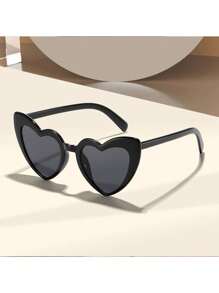 1pc Red Heart-Shaped Beach Fashion Glasses Suitable For Women For Party Photos