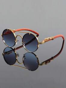 Gafas de moda vintage con estilo punk para hombres, gafas personalizadas de hipster con montura redonda y elementos de animales