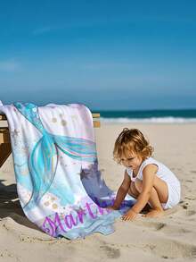 1pc Customizable Text Printed Bath Towel, Beach Towel, Personalized Towel, Children Towel, Pool Towel, Bathroom Towel, Vacation Gift, Beach Accessory, Outdoor Travel, Beach Essential, Suitable For Beach, Pool, Bathroom, Swimming Venue - Multicolor - View 6