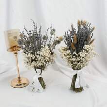 Ramo de flores secas de lavanda y flor del bebé en estilo rústico con limonium - Arreglo floral natural mixto, adecuado para decoración del hogar, regalo del Día de la Madre y primavera, decoración estética de la habitación, materiales (), decoración de otoño