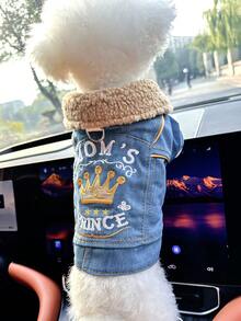 1 件宠物衣服，狗猫服装，适合贵宾犬、泰迪犬、小型犬幼犬、快乐幼犬和小猫户外服装，时尚休闲可爱舒适加厚外套 - 藍色 - 查看 7