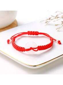 1 件手工制作可调节护身符吊坠红绳玉石手链