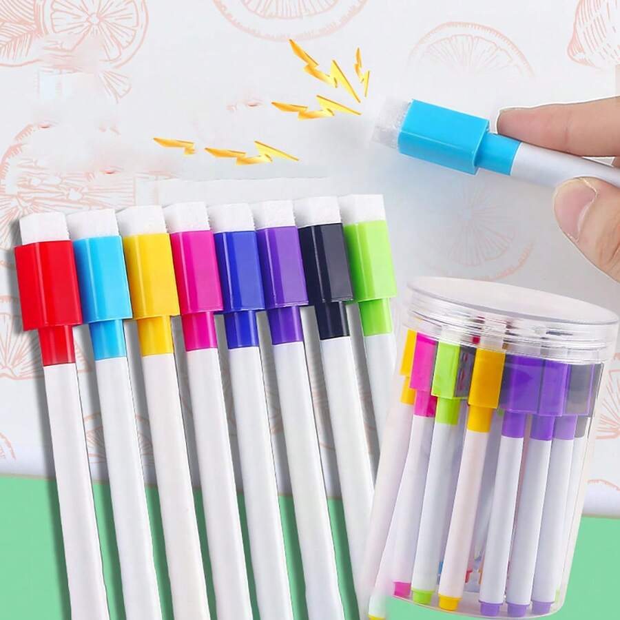 8Pcs Magnetic Erasable Whiteboard Pen Color Options Numbering Stationery Office Teaching Supplies For Blackboard Student Note