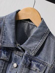 2pcs/Set Tween Girl Casual Outfit: Denim Vest And Ditsy Floral Dress, Summer Clothes