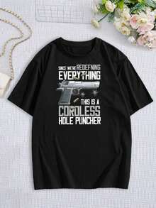 Camiseta divertida y sarcástica sin cable para mujer con taladro | Camiseta para amantes de las armas | Top de algodón negro de manga corta | Idea de regalo única para mujeres y hombres - Negro - Ver 3