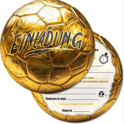 12 Stücke Einladungskarten für eine Fußballparty im deutschen Stil - Einladungen für Jungen und Mädchen Fußballparty, Fußball Geburtstagsfete Einladungen, Schulmaterial, Schulanfang