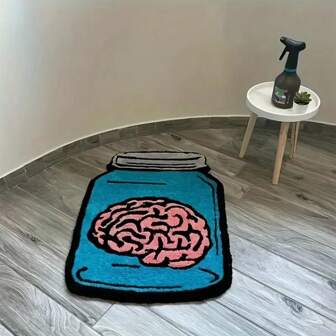 1pc Monster Head Design Creative Plush Bedroom Carpet, Soft Fluffy Classroom Rug With Blue Or Pink Pattern, Suitable For Wardrobe Area