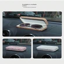 DIY Rhinestone Decorated Car Sunglasses Storage Box, Portable Eyeglass Holder For Car Interior, Cross-Border Hot Selling Item