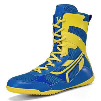 TACHUAN 1 par de zapatos profesionales de boxeo de caña alta para hombres, botas de entrenamiento de lucha, zapatos de Muay Thai y kickboxing, zapatillas de fitness y artes marciales