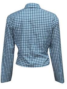 女士长袖格子梭织面料休闲衬衫，适合秋季日常和旅行 - 彩色 - 查看 2