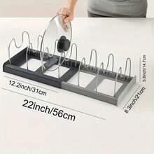1pc Pot Lid Holder, Adjustable Baking Pan Cover, Bowl Utensil Telescopic Rack, Pot Chopping Board Storage Rack, Draining Dish Rack, For Cabinet And Countertop, Kitchen Storage Supplies