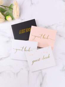 1pc Wedding Guest Register, Multi-Purpose Guestbook, Photo Guestbook, Birthday Special Event Register, Stylish Graduation Sign-In Book, Gold-Stamped Notebook Wedding Guest Sign-In Book Summer Gifts Beach Back To School School Supplies Room Decor