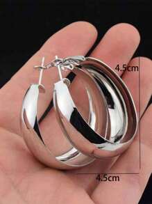 1 paire de boucles d'oreilles géométriques, boucles d'oreilles créoles en métal simple pour femmes, à porter au quotidien