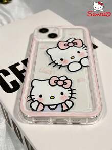 Sanrio Funda de iPhone estilo dulce y fresco de Hello Kitty compatible con iPhone 11 12 13 14 15 16 Pro/Pro Max/Plus, funda de teléfono móvil de material TPU linda, elegante y exquisita, ligera y cómoda, adecuada para senderismo, actividad física, ocio, campamento al aire libre y fiesta de natación escolar, regalo ideal para amigos/familia