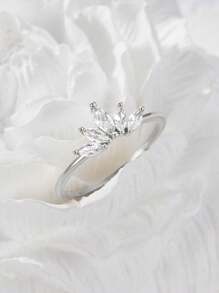 1 Stück zarter Zirkonia Ring aus 925er Sterling Silber, eleganter, schlichter Damenring, exquisites Schmuckgeschenk zum Muttertag