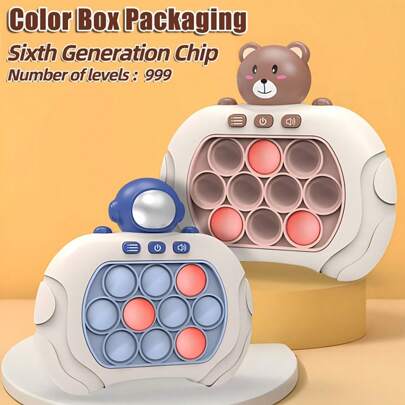 1 Set Neue Original Blitz Drück Spielekonsole Braun Bär Pop Auf Fidget Bubble Elektronisches Pop Spiel 4 Modi Licht Anti-Stress Spielzeug für Erwachsene Teenager Geschenk mit Box (einige Zubehörteile haben zufällige Stile und Farben) Weihnachtsgeschenke