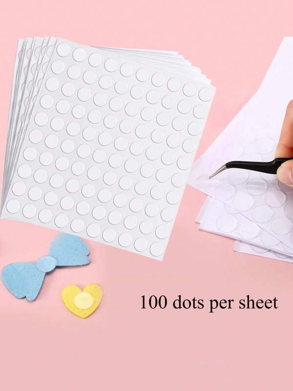Double Sided Dots(100 Dots Per Sheet) Strong Adhesive Dot Transparent Round No Traces Waterproof Small Sticker Used For DIY Handicraft Production Holiday Party Decoration Small Accessory Fixing Sticker