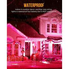 New  Battery Operated Fairy Lights, 10Feet 120LEDs Firecracker String Lights Waterproof Sier Wire Starry Firefly Lights For DIY Wreath Home Ing Indoor Outdoor Christmas Drations, Pink - 粉紅色120顆LED燈 - 查看 3