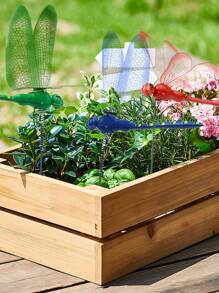 10pcs-3d Simulation Flower Dragonfly Stake Garden Decoration, Artificial Dragonflies With Stems,Micro Landscape Arrangement For Outdoor Dining Table-Color Random, For Garden/Shop/Home Wall Decoration Random Color,Wooden Post Dragonfly Garden Decorations, Waterproof Lifelike Dragonfly Suitable For Indoor/Outdoor