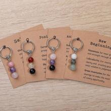 Natural Crystals Keychain New Beginnings, Small Healing Stones Keychain Anxiety Relief. Healing Crystals
