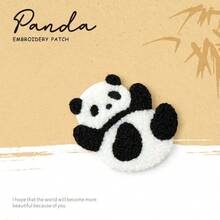 Cartoon Plush Panda Embroidery Cloth Patch, Ironing Applique Sew On Patch For Clothes, Pants, Bag, Scarf, Hat, Jacket, T-Shirt, Decoration, DIY Phone Case, Notebook, Bag, Backpack, Self-Adhesive - Multicolor - View 8