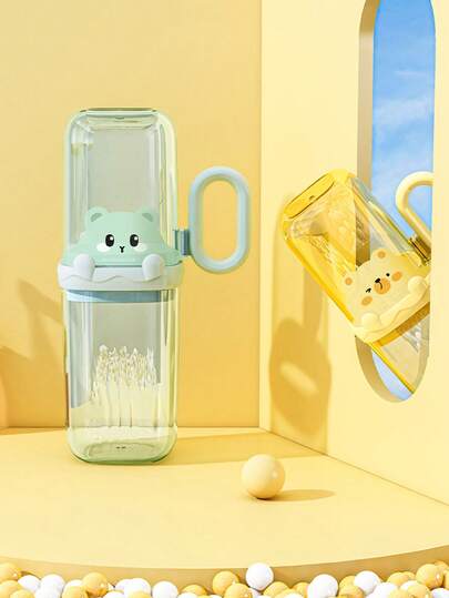 1/2 件便携式牙刷杯带支架和漱口杯，旅行牙刷收纳套装，适合家庭和户外使用，适用于学生宿舍、商务旅行、酒店或户外旅行、浴室小工具