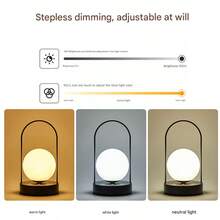 Zazumi 1pc Cordless Rechargeable Lamp With Touch Control, 3-Color Dimmable, Creative Night Light For Bedroom, Living Room, Office, Dining Room, Camping, Outdoor, Long-Lasting