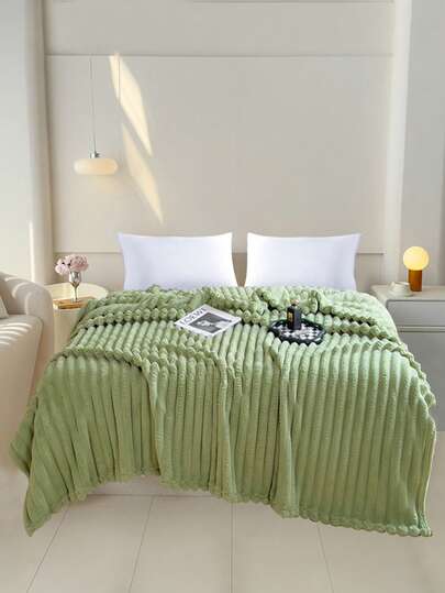 180*220CM Manta De Peluche Gruesa Con Rayas De Felpa Sintética De Conejo Con Rayas Anchas,Perfecta Para Decorar Sofá O Dormitorio, Fácil De Cuidar, Regalo Ideal, Manta De Franela Esponjosa Para Cama, Sofá, Sofá, Viajes, Camping