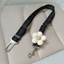 1pc/2pcs Adjustable Patterned Pet Car Safety Leash, Reflective Elastic Animal Travel Security Strap, Hand-Washable Polyester Vehicle Safety Belt Suitable For Cats And Dogs