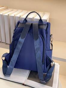 大容量纯色学院风防盗背包 - 藏蓝色 - 查看 5