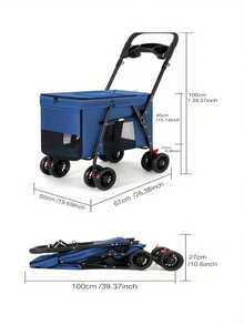 Multi-Function Large Pet Stroller For Outdoor Use, Suitable For Small & Medium Dogs, Portable & Foldable, All-Seasondog Stroller Cat Stroller Pet Stroller Dog Strollers For Dogs