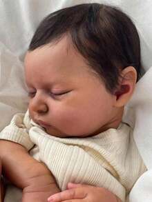 50cm 20inch Sleeping Reborn Black Baby Art Doll Toy Like Real (Soft Vinyl Limb, Cloth Body) Newborn Bebe Girl Birthday Gift For 3+ Children (Some Parts Random) - 米色 - 查看 5