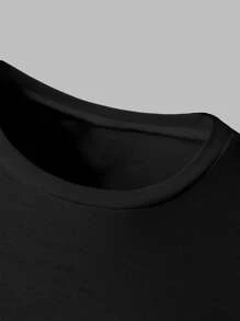 青少年女孩卡通图案印花圆领长袖上衣和长裤套装 - 黑色 - 查看 3