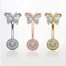 1 Peça Unhas do Umbigo de Zircônia com Borboleta para Damas, Sexy e de Alta Qualidade, Adequado para Festas, Boates e Uso Diário
