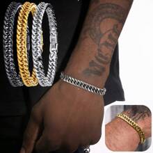 1 pieza Brazalete de acero inoxidable de 8 mm para hombres, estilo grueso, regalo de joyería poderosa para hombres y niños, longitud de 21,5 cm