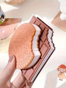 1pc Chocolate-Shaped/Bitten Cookie Sticky Notes With Matte Surface, Square Grid Pages, And Portable Chocolate Bar Shaped Notepad Design, Creative Mini Memo Pad With Chocolate And Cookie Scents, Chocolate-Shaped Memo Notes - Creative Sticky Notes For Reminders, Bookmarks, Office Supplies,School Supplies,Back To School